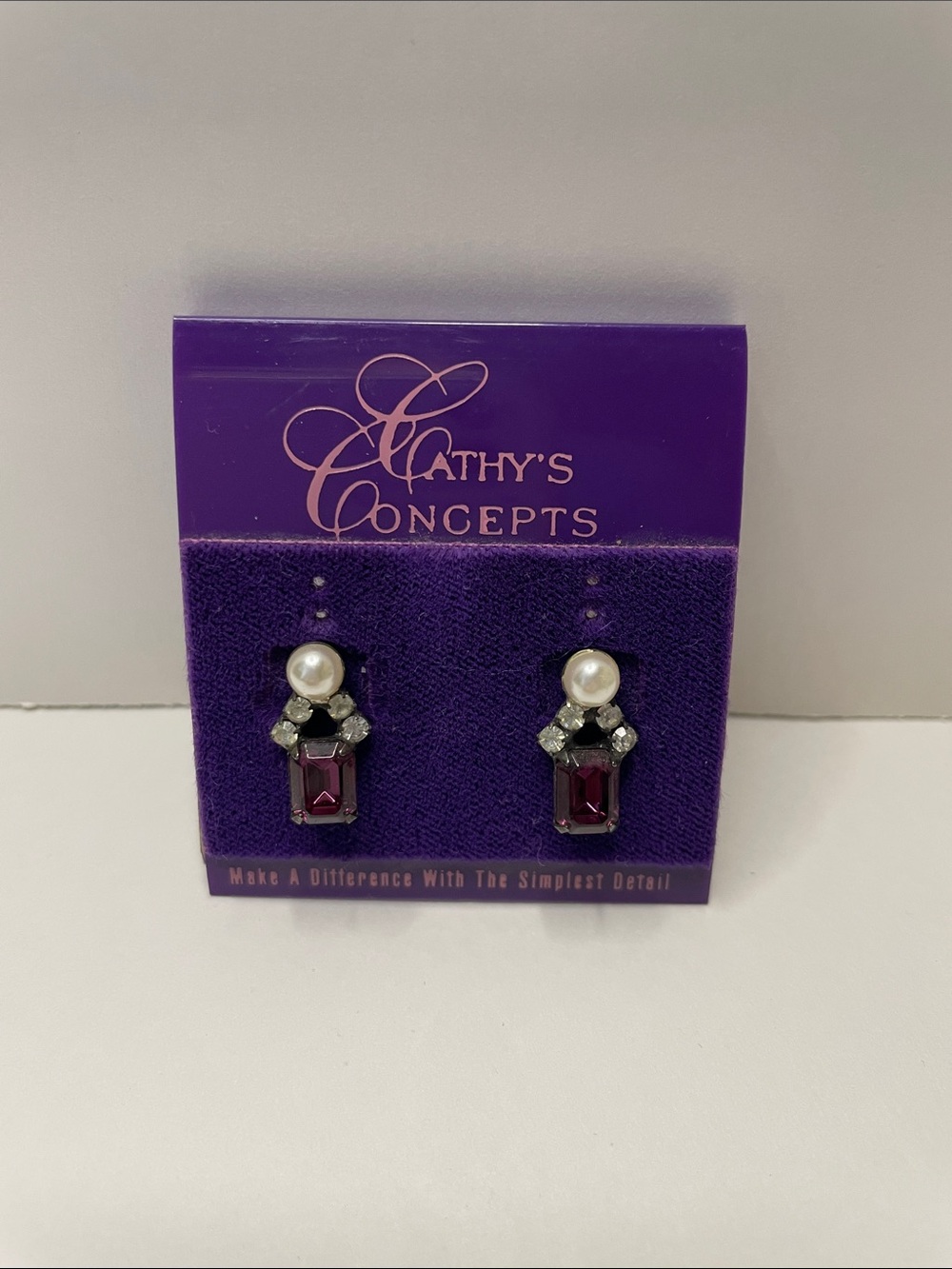 NWT Purple Crystal & Pearl Drop Earrings